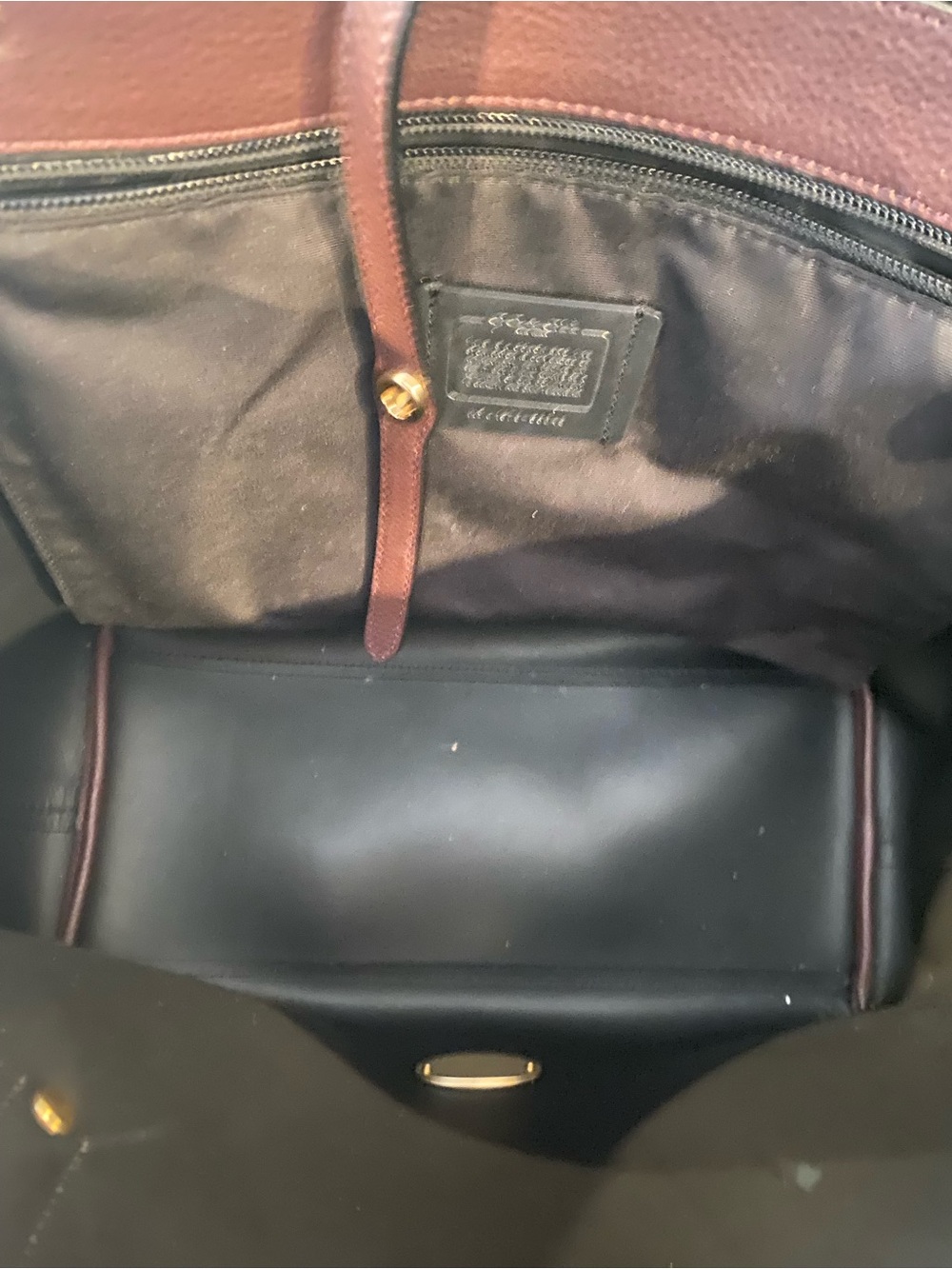 Coach Market Tote Oxblood Burgundy Pebbled Leather Gold Hardware - Picture 15 of 16